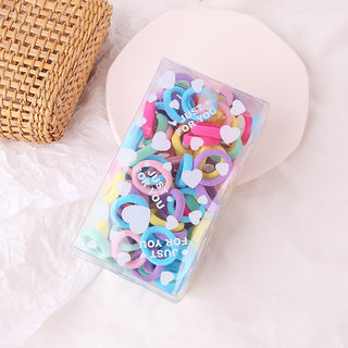 Korean Version Of Seamless Hair Rope Color Hair Tie Children Towel Ring Seamless Candy Color Female Rubber Band 100 Pieces Boxed